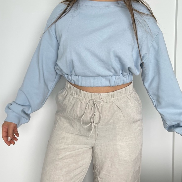 Baby blue elastic cropped sweater - Picture 5 of 7